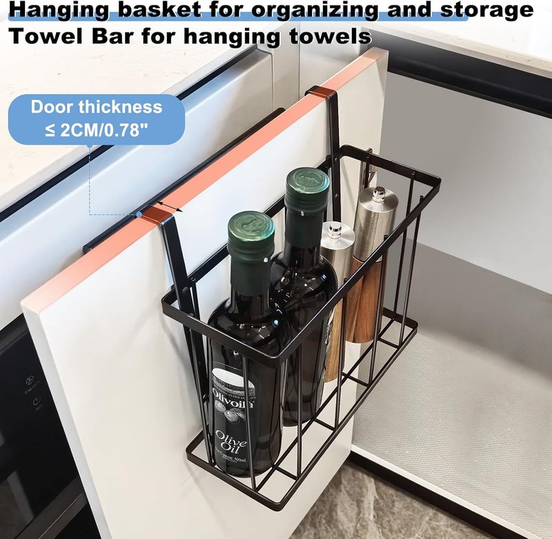 Aboevnc 2 Pack Cabinet Door Organizer with Towel Bar, Over The Cabinet Door Storage with Towel Holder for Kitchen Cutting Board,Black - Image 4